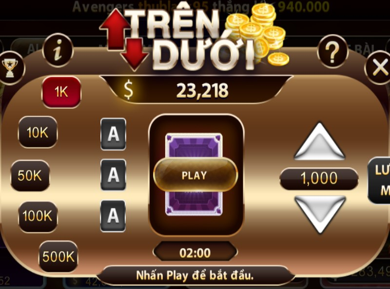 Mini game Trên Dưới tại 009 đã trở thành một trong những trò chơi cá cược trực tuyến